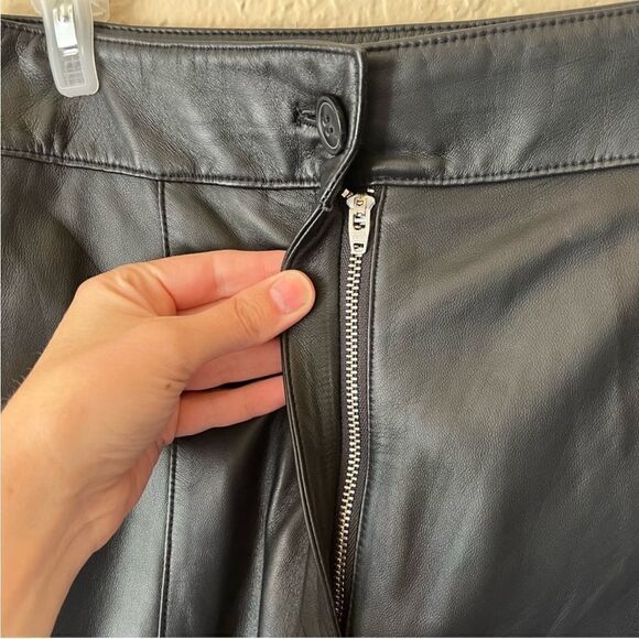 Jason Wu Straight-Leg Lamb Leather Black Pants Size 4 - Picture 6 of 10